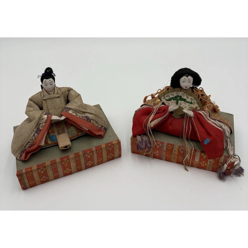 Vintage Japanese Meiji Period Emperor And‎ Empress Hina Dolls